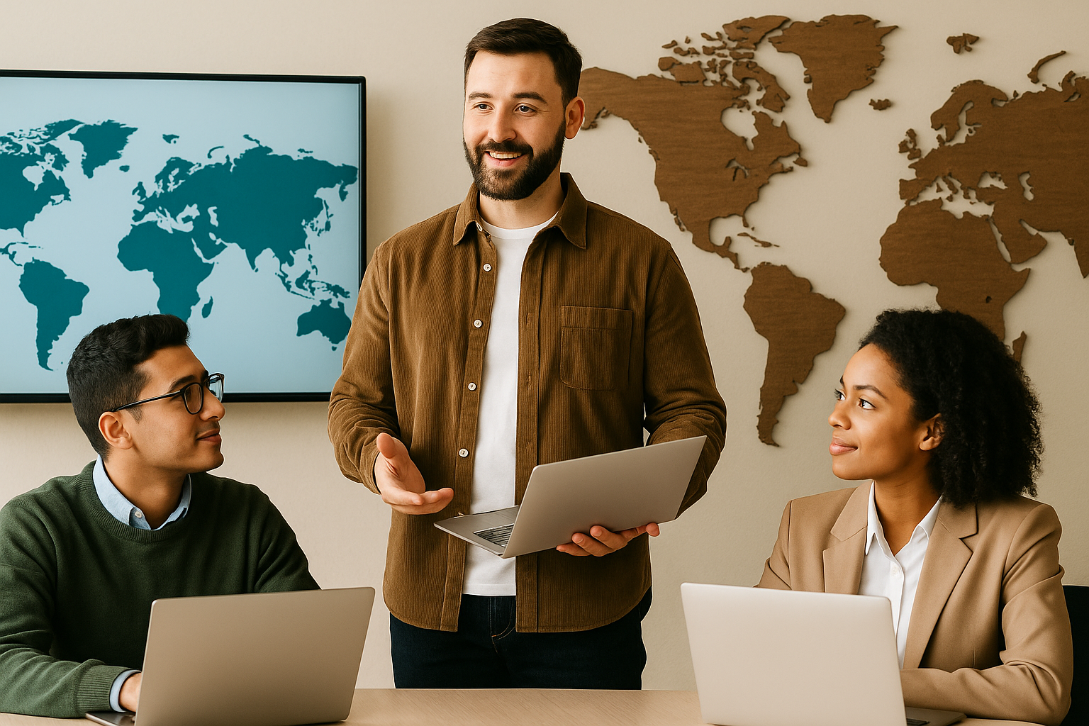 team discussion in modern conference room